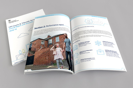 Photograph of annual report on table