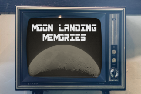 TV with the image of the Moon and Moon Memories