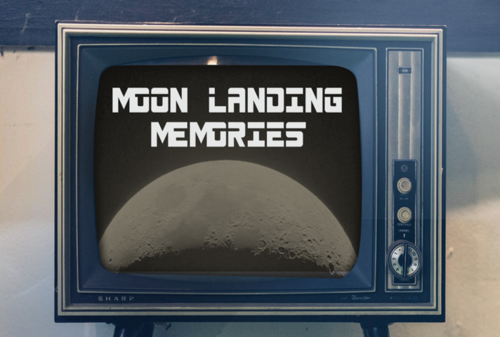 TV with the image of the Moon and Moon Memories
