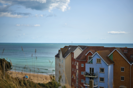 Houses along the coast of Bournemouth, Dorset.