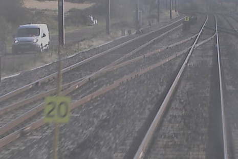 Photo showing the 20 mph commencement board and the termination board for the emergency speed restriction (still taken from ffcctv footage from the incident train, courtesy of LNER)