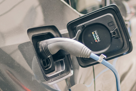 Electric car plugged into chargepoint