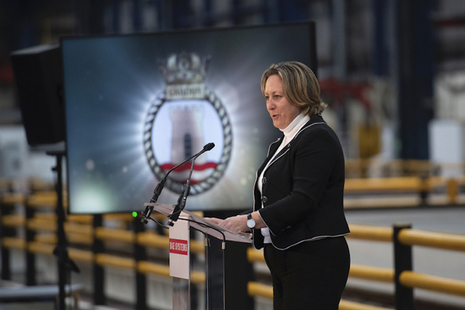 Defence Minister addressing BAE Systems employees