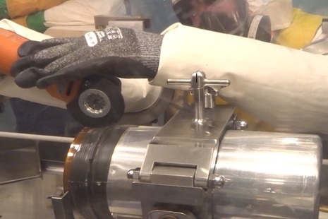 Repackaging using a glovebox
