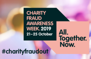 Logo for Charity Fraud Awareness Week 2019 (21 to 25 October) #CharityFraudOut
