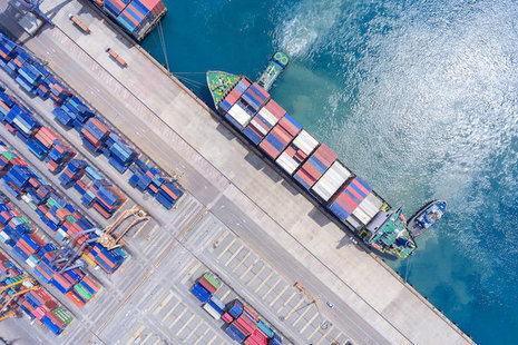 Cargo ship in port