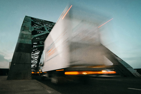 Picture of truck in motion.
