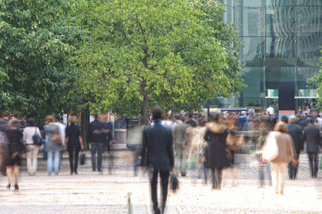People walking away
