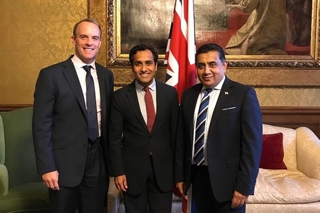 Posing is Dominic Raab, Lord Ahmad and Rehman Chishti