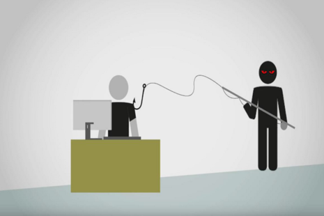A scammer with a phishing hook