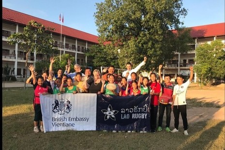 Minister for Asia and Pacific, Heather Wheeler with Lao Rugby Federation