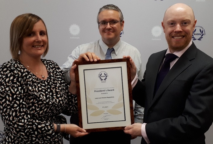 LLWR trio Louise Steele, Andrew Murray and Dave Rossiter, with the company's latest award.