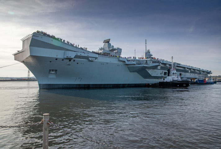 Britain’s newest aircraft carrier, HMS Prince of Wales, has sailed from Rosyth Dockyard for the first time.