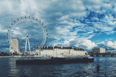 View of the London Eye across the river Thames