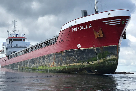 Priscilla aground - Image courtesy of RNLI