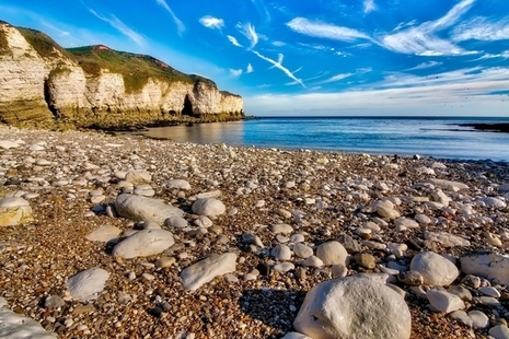 Stony beach and sea