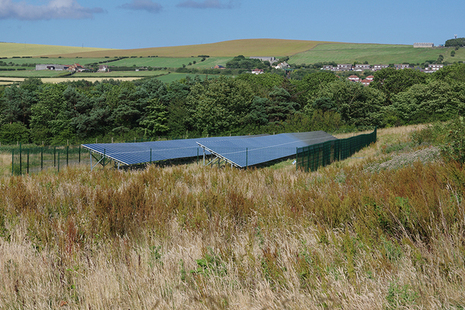 The solar array at the Saltburn mine water treatment scheme.