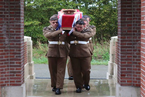 Photo caption 1: Soldiers of the present day 1st Battalion The Royal Regiment of Fusiliers form bearer parties for the service.