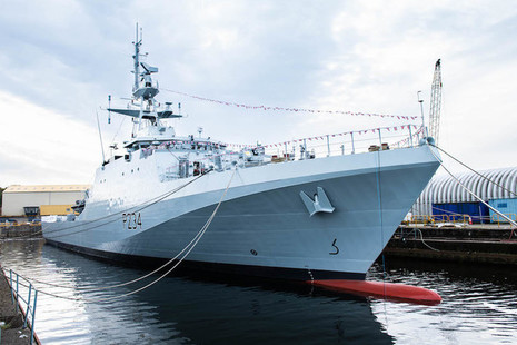 HMS Spey, seen here at Scotstoun in Scotland