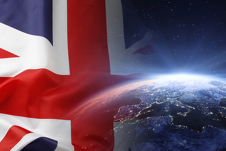 UK flag across the globe