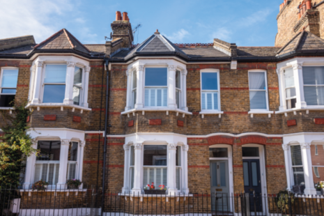 Traditional British brick terraced houses in Greenwich, London