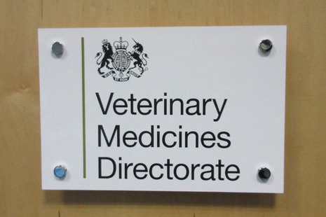 Veterinary Medicines Directorate logo on lecturn