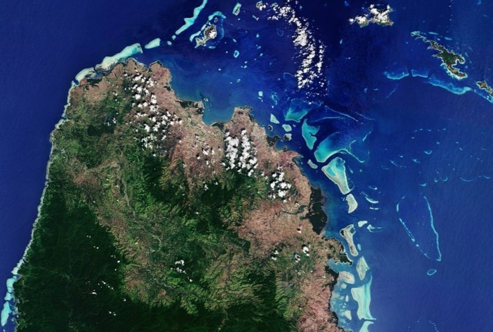 Satellite image of Fiji, the Solomon Islands and Vanuatu. Credit UK Space Agency - Forests2020