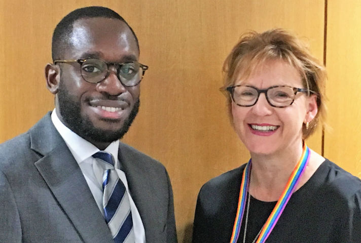 Godfrey Atuahene Junior and Sarah Harrison side by side