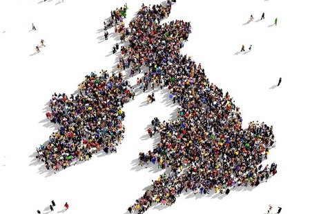 British Isles map full of people