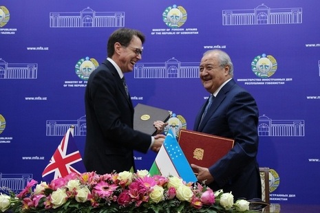 Her Majesty’s Ambassador to Uzbekistan Tim Torlot signed the agreement with Uzbek Foreign Minister Abdulaziz Kamilov in Tashkent