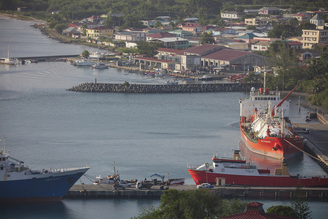 Ship in port in St Lucia