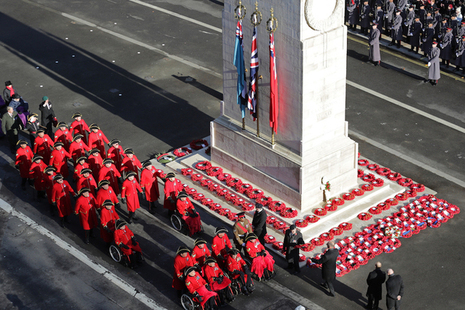 Chelsea Pensioners at the start of the parade past the Cenotaph, Remembrance Sunday 10th November 2019