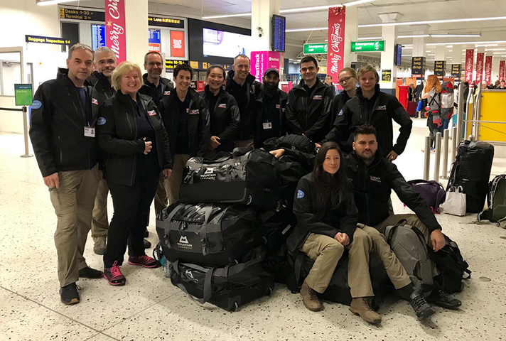 The UK Emergency Medical Team pictured at Manchester Airport ahead of being deployed to Samoa.
