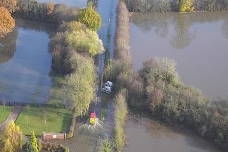 Flood pump in use in South Yorkshire