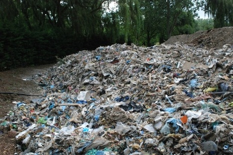 Pile of waste at an illegal waste site