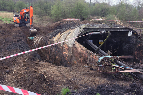 The Coal Authority carries out ground works at Eckington Colliery in Derbyshire