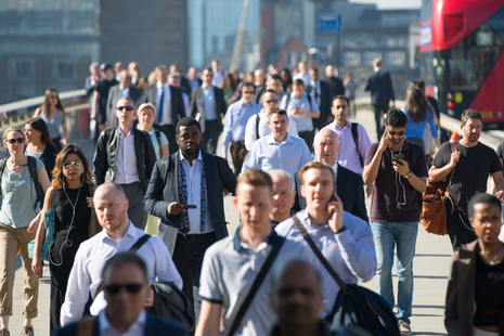 A group of people walking.