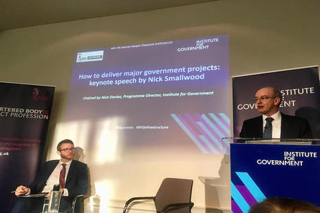 Nick Smallwood speaking at the Institute for Government on major project delivery