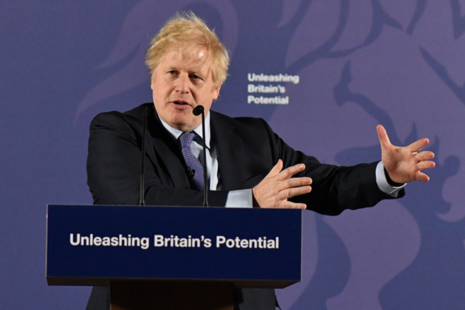 PM Boris Johnson gives a speech in Greenwich