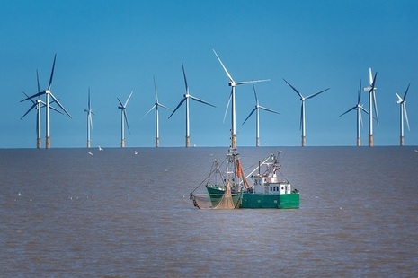 Wind farms and fishing boat