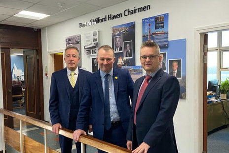 From L-R Chris Martin (Chairman MHPA), Welsh Secretary Simon Hart and Andy Jones (CEO MHPA)