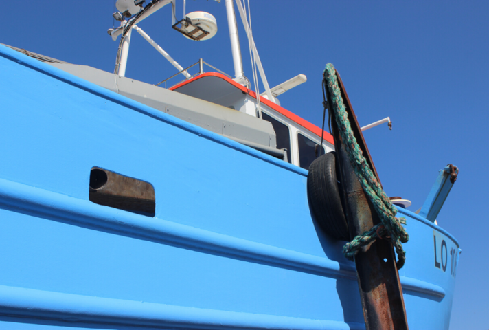 blue fishing boat