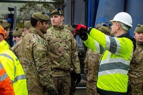 Army personnel aiding the Environment Agency in Ilkley and Calderdale