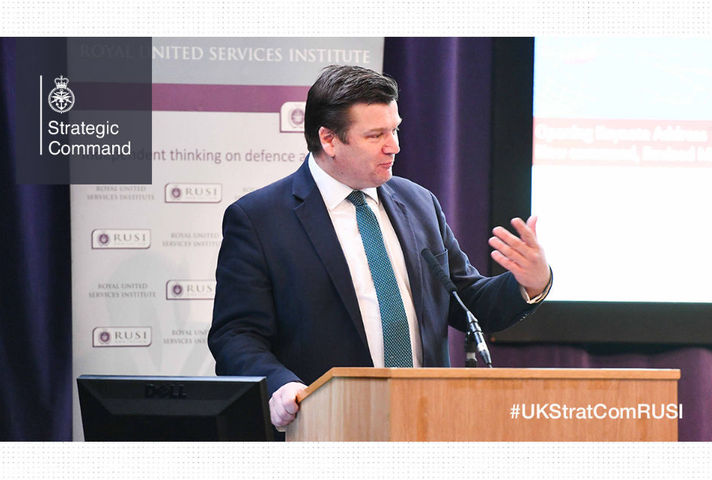Minister for the Armed Forces, James Heappey speaking at the RUSI Conference.