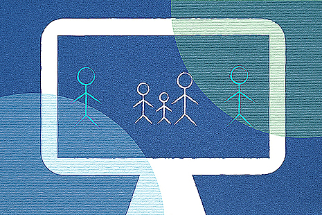 Graphic showing stick people on PC screen