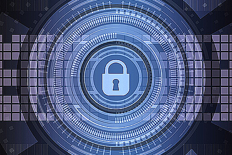 A padlock with electronic pattern in the background