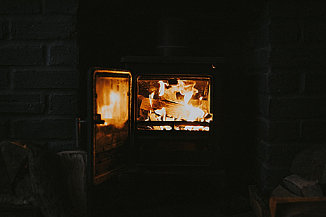Fire burning in a wood burning stove
