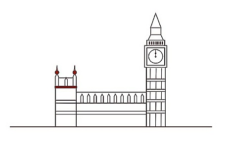 line drawing of the House of Commons