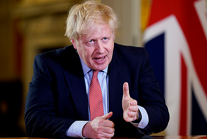 Photo of Boris Johnson giving his address to the nation.