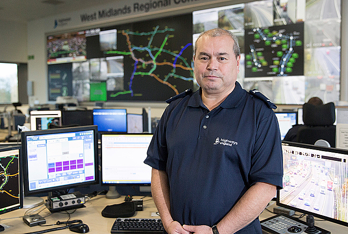 Image showing Frank Bird along colleagues in the control room at the West Midlands Regional Operations Centre.